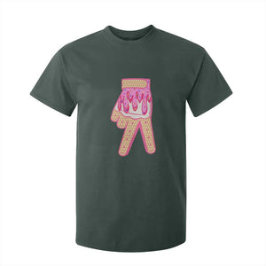 Pink Ice Cream Baseball Glove Sprinkles Drip T Shirt For Kid Funny V Sign TS02 Dark Forest Green Print Your Wear