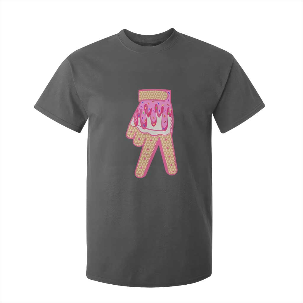 Pink Ice Cream Baseball Glove Sprinkles Drip T Shirt For Kid Funny V Sign TS02 Dark Heather Print Your Wear