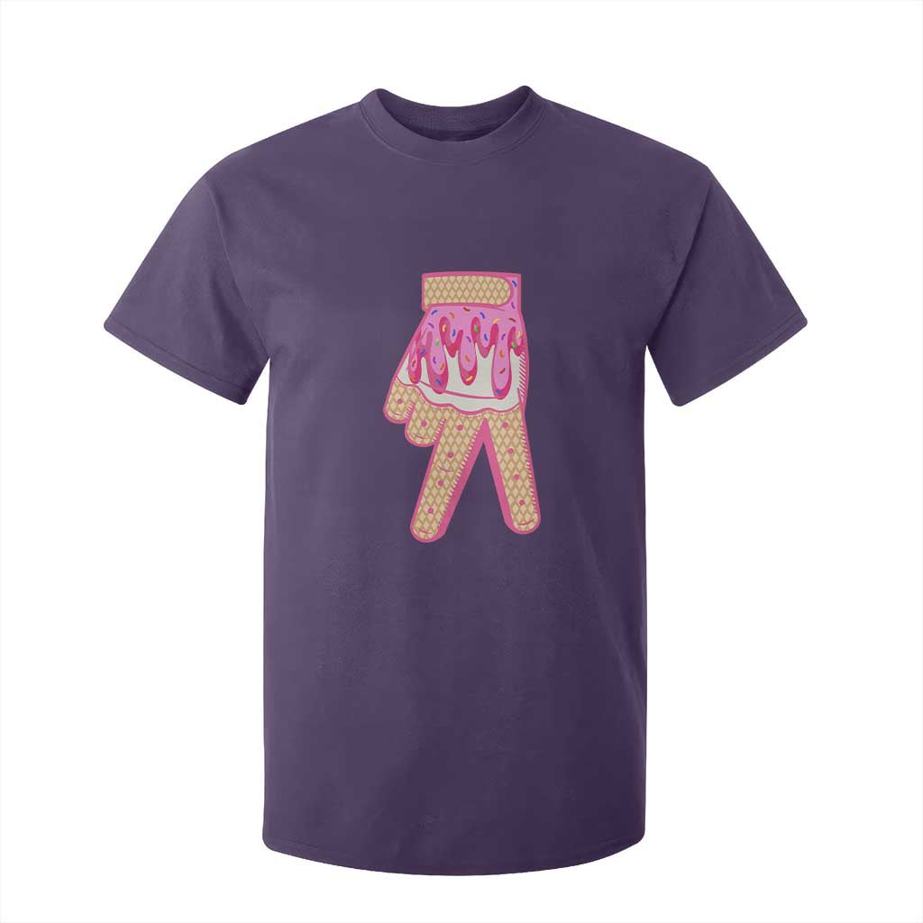 Pink Ice Cream Baseball Glove Sprinkles Drip T Shirt For Kid Funny V Sign TS02 Purple Print Your Wear