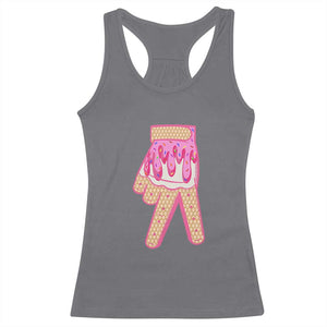 Pink Ice Cream Baseball Glove Sprinkles Drip Racerback Tank Top Funny V Sign TS02 Charcoal Print Your Wear
