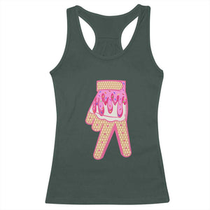 Pink Ice Cream Baseball Glove Sprinkles Drip Racerback Tank Top Funny V Sign TS02 Dark Forest Green Print Your Wear