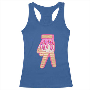 Pink Ice Cream Baseball Glove Sprinkles Drip Racerback Tank Top Funny V Sign TS02 Royal Blue Print Your Wear