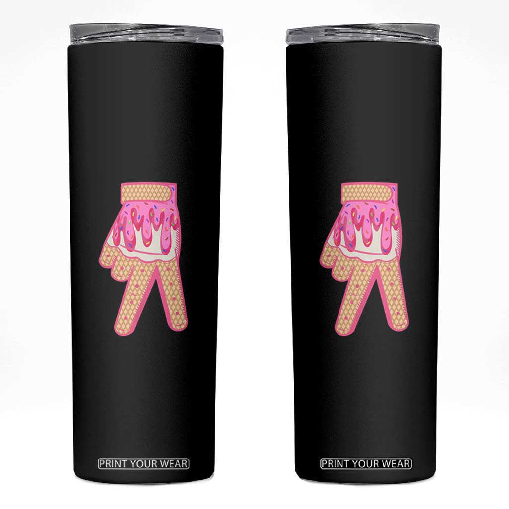 Pink Ice Cream Baseball Glove Sprinkles Drip Skinny Tumbler Funny V Sign TS02 Black Print Your Wear