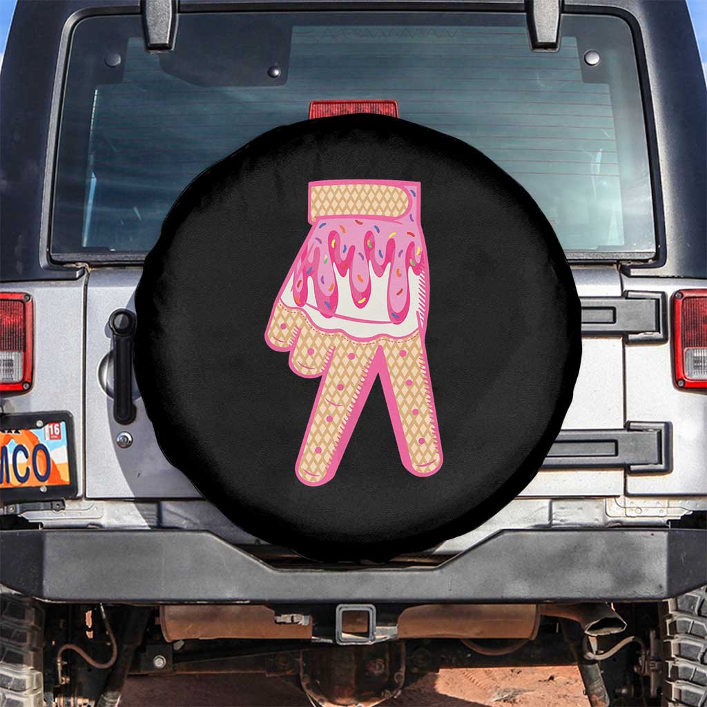 Pink Ice Cream Baseball Glove Sprinkles Drip Spare Tire Cover Funny V Sign TS02 No hole Black Print Your Wear
