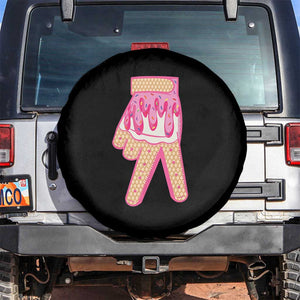 Pink Ice Cream Baseball Glove Sprinkles Drip Spare Tire Cover Funny V Sign TS02 No hole Black Print Your Wear