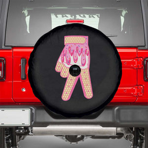 Pink Ice Cream Baseball Glove Sprinkles Drip Spare Tire Cover Funny V Sign TS02 Black Print Your Wear