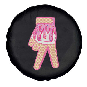 Pink Ice Cream Baseball Glove Sprinkles Drip Spare Tire Cover Funny V Sign TS02 Print Your Wear