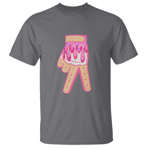 Pink Ice Cream Baseball Glove Sprinkles Drip T Shirt Funny V Sign TS02 Charcoal Print Your Wear