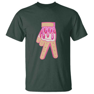 Pink Ice Cream Baseball Glove Sprinkles Drip T Shirt Funny V Sign TS02 Dark Forest Green Print Your Wear