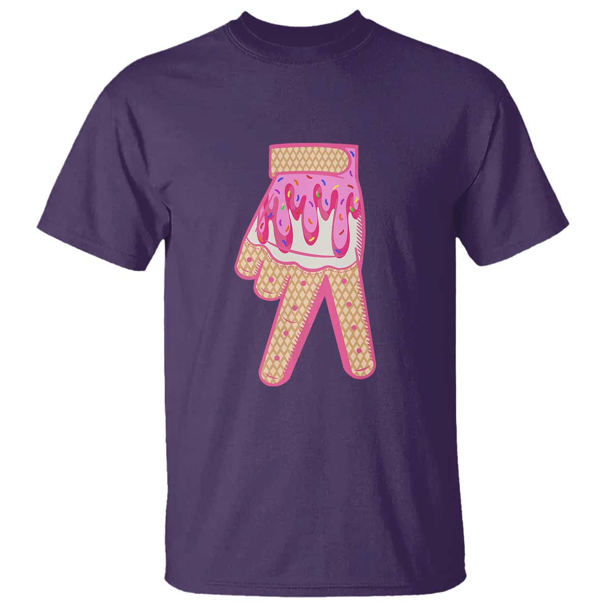 Pink Ice Cream Baseball Glove Sprinkles Drip T Shirt Funny V Sign TS02 Purple Print Your Wear