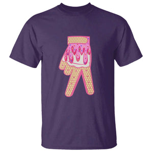 Pink Ice Cream Baseball Glove Sprinkles Drip T Shirt Funny V Sign TS02 Purple Print Your Wear