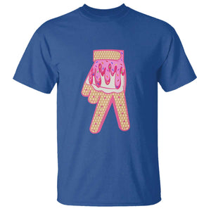 Pink Ice Cream Baseball Glove Sprinkles Drip T Shirt Funny V Sign TS02 Royal Blue Print Your Wear