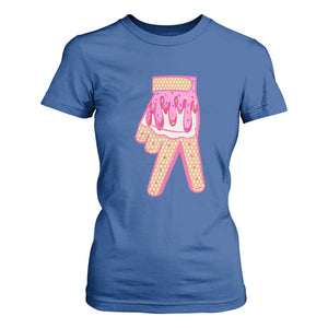 Pink Ice Cream Baseball Glove Sprinkles Drip T Shirt For Women Funny V Sign TS02 Royal Blue Print Your Wear