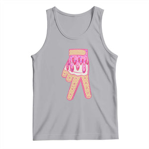 Pink Ice Cream Baseball Glove Sprinkles Drip Tank Top Funny V Sign TS02 Athletic Heather Print Your Wear