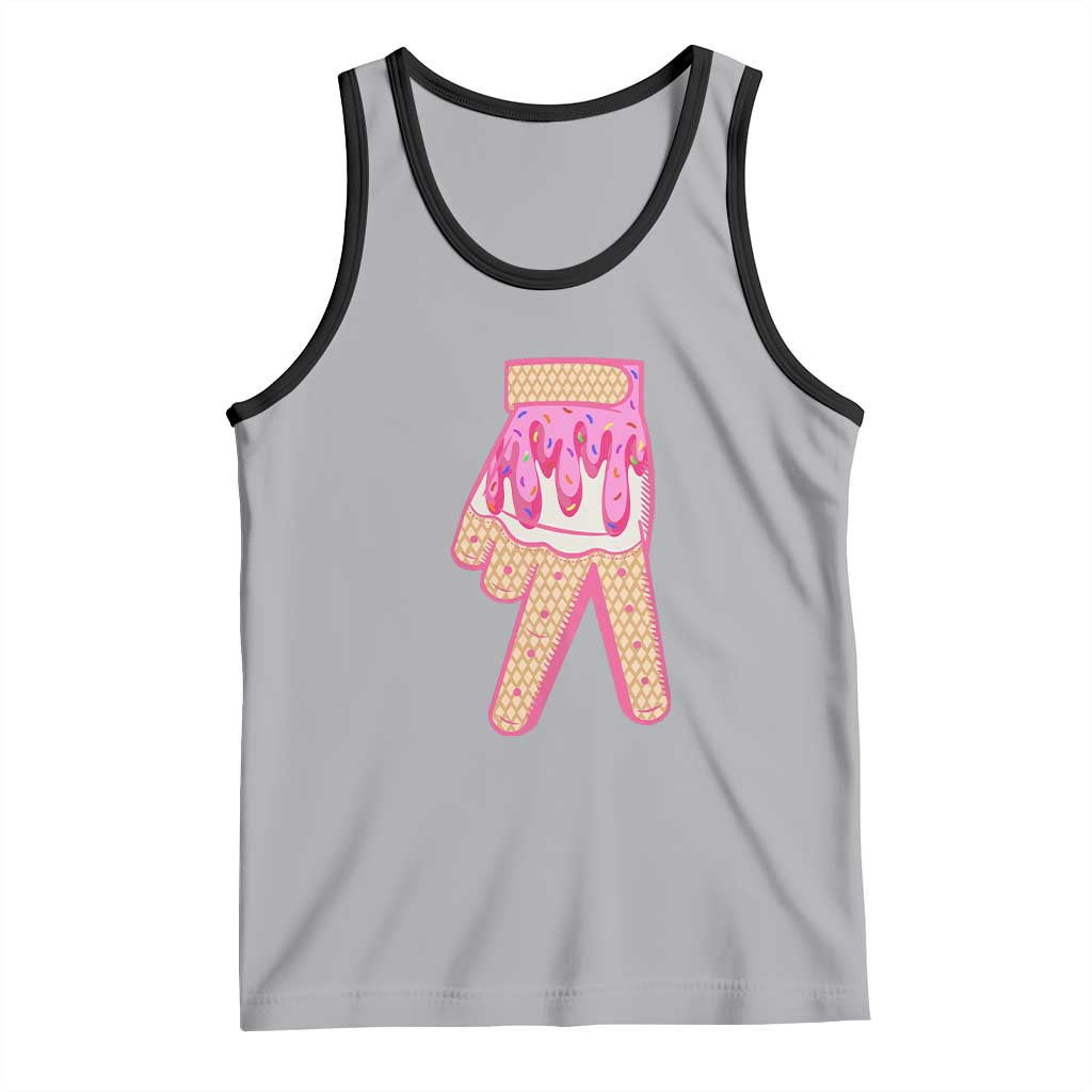 Pink Ice Cream Baseball Glove Sprinkles Drip Tank Top Funny V Sign TS02 Athletic Heather Black Print Your Wear