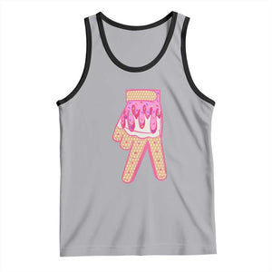 Pink Ice Cream Baseball Glove Sprinkles Drip Tank Top Funny V Sign TS02 Athletic Heather Black Print Your Wear