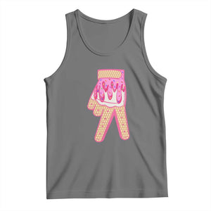 Pink Ice Cream Baseball Glove Sprinkles Drip Tank Top Funny V Sign TS02 Black Heather Print Your Wear