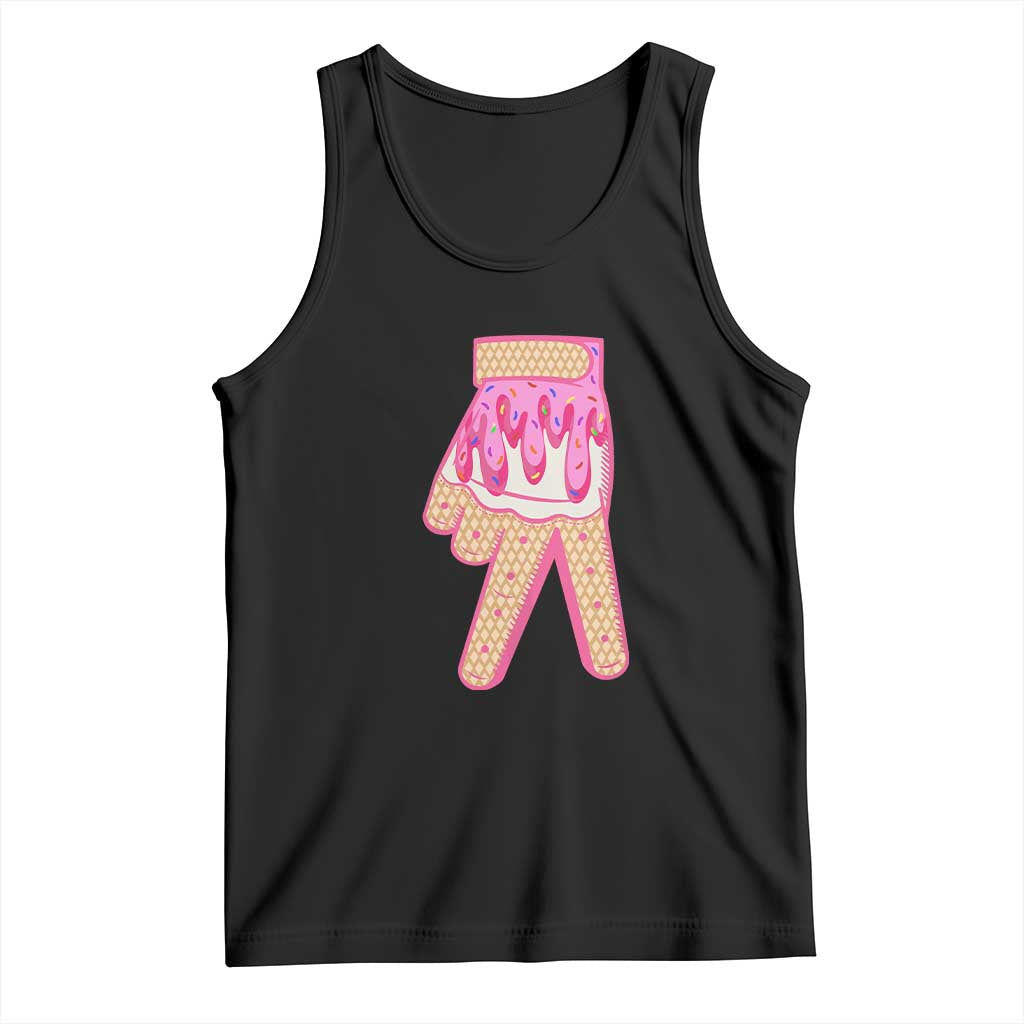 Pink Ice Cream Baseball Glove Sprinkles Drip Tank Top Funny V Sign TS02 Black Print Your Wear