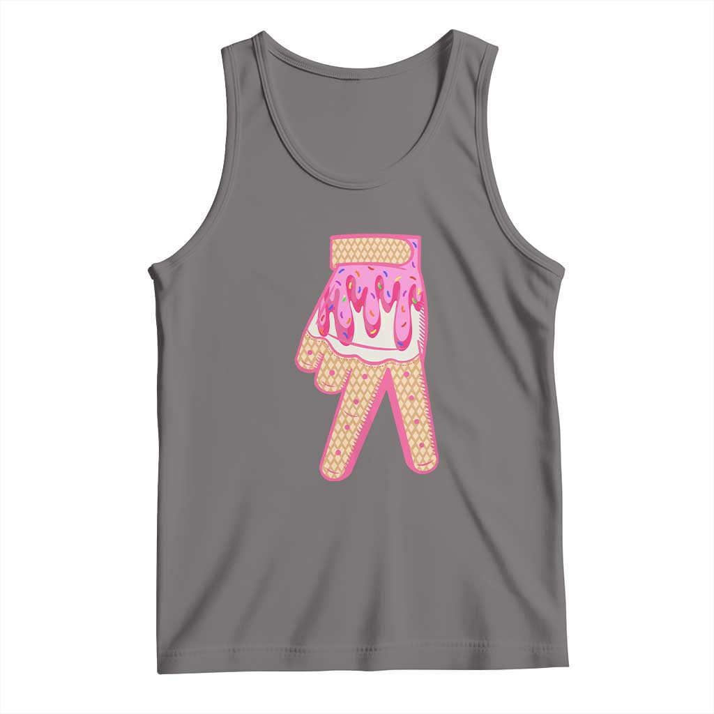 Pink Ice Cream Baseball Glove Sprinkles Drip Tank Top Funny V Sign TS02 Deep Heather Print Your Wear
