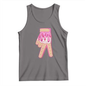 Pink Ice Cream Baseball Glove Sprinkles Drip Tank Top Funny V Sign TS02 Deep Heather Print Your Wear