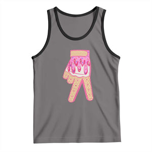 Pink Ice Cream Baseball Glove Sprinkles Drip Tank Top Funny V Sign TS02 Deep Heather Black Print Your Wear