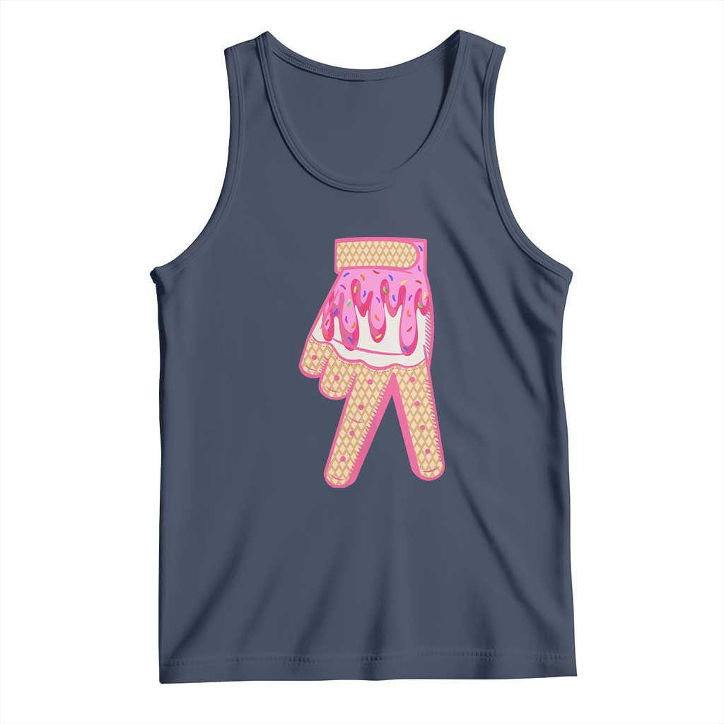 Pink Ice Cream Baseball Glove Sprinkles Drip Tank Top Funny V Sign TS02 Navy Print Your Wear