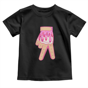 Pink Ice Cream Baseball Glove Sprinkles Drip Toddler T Shirt Funny V Sign TS02 Black Print Your Wear