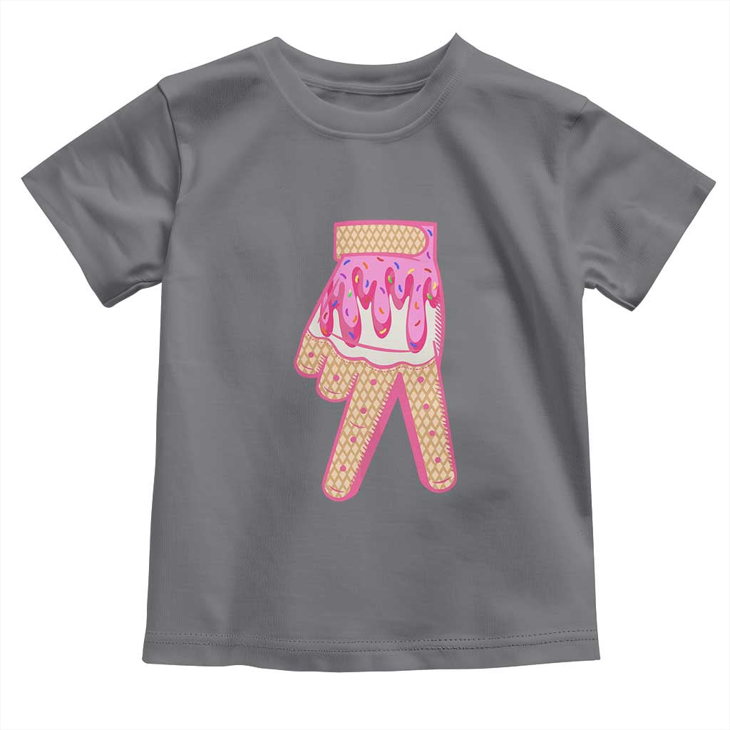 Pink Ice Cream Baseball Glove Sprinkles Drip Toddler T Shirt Funny V Sign TS02 Charcoal Print Your Wear