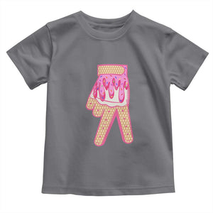 Pink Ice Cream Baseball Glove Sprinkles Drip Toddler T Shirt Funny V Sign TS02 Charcoal Print Your Wear