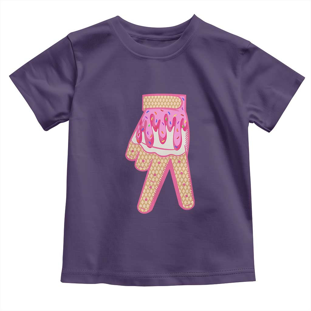 Pink Ice Cream Baseball Glove Sprinkles Drip Toddler T Shirt Funny V Sign TS02 Purple Print Your Wear