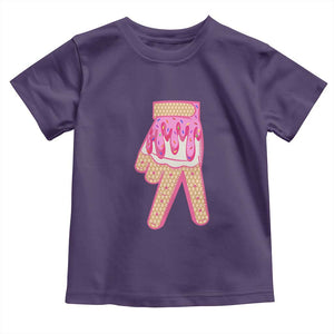 Pink Ice Cream Baseball Glove Sprinkles Drip Toddler T Shirt Funny V Sign TS02 Purple Print Your Wear