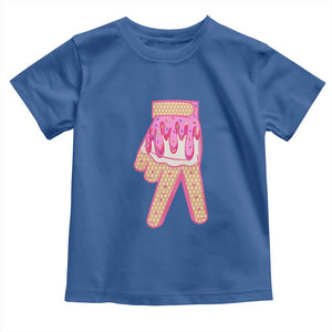 Pink Ice Cream Baseball Glove Sprinkles Drip Toddler T Shirt Funny V Sign TS02 Royal Blue Print Your Wear