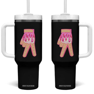 Pink Ice Cream Baseball Glove Sprinkles Drip Tumbler With Handle Funny V Sign TS02 One Size: 40 oz Black Print Your Wear