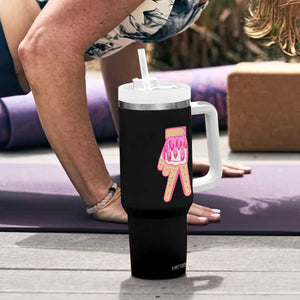 Pink Ice Cream Baseball Glove Sprinkles Drip Tumbler With Handle Funny V Sign TS02 Print Your Wear