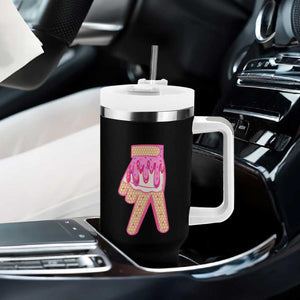 Pink Ice Cream Baseball Glove Sprinkles Drip Tumbler With Handle Funny V Sign TS02 Print Your Wear