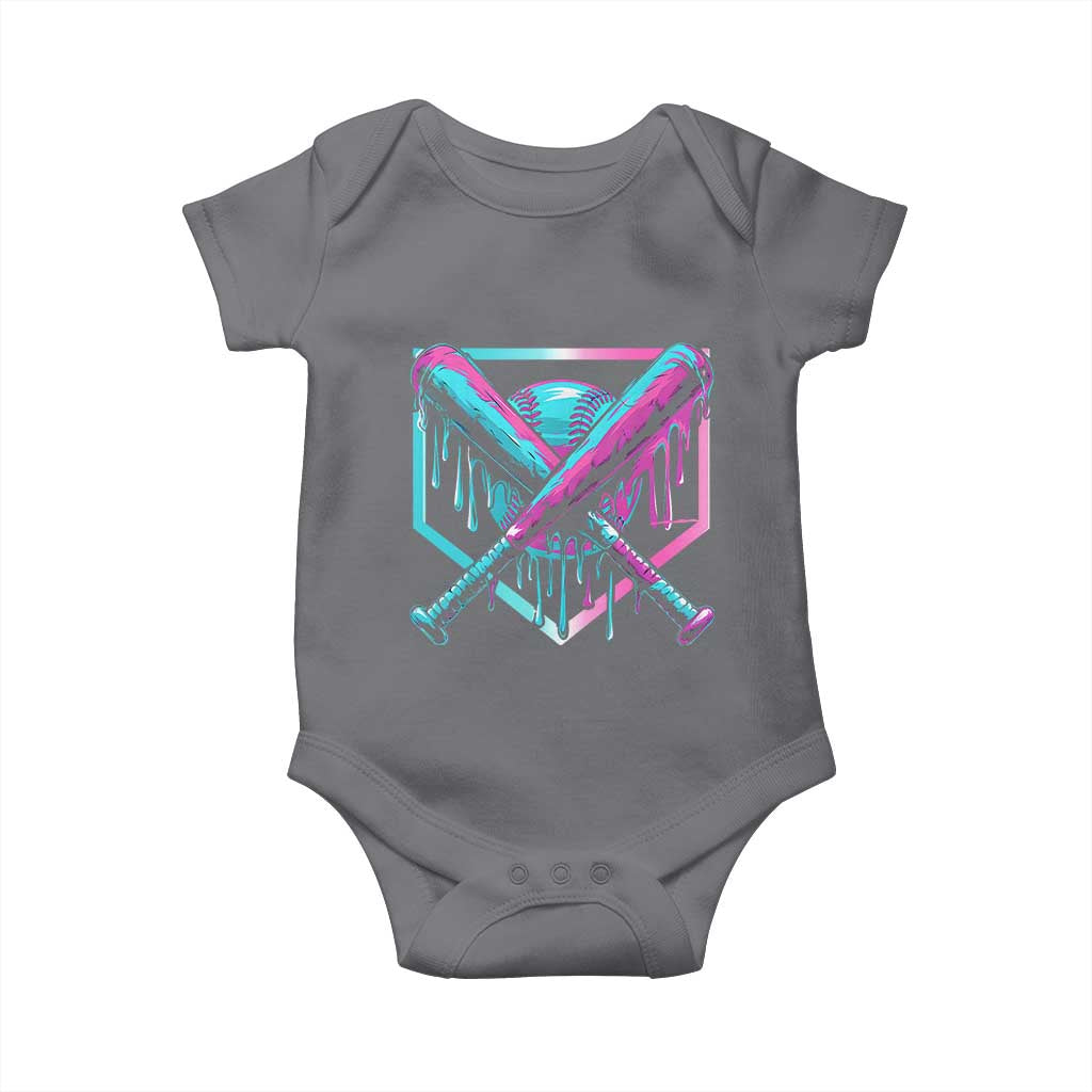 Baseball Drip Ice Cream Dripping Baby Onesie TS02 Charcoal Print Your Wear