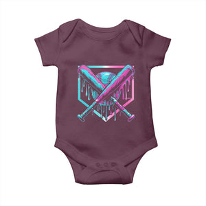 Baseball Drip Ice Cream Dripping Baby Onesie TS02 Maroon Print Your Wear