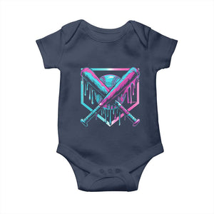 Baseball Drip Ice Cream Dripping Baby Onesie TS02 Navy Print Your Wear