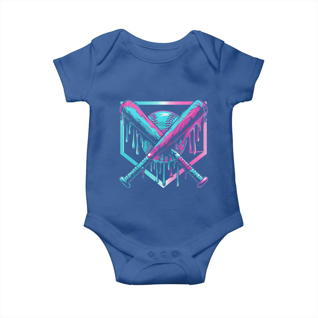 Baseball Drip Ice Cream Dripping Baby Onesie TS02 Royal Blue Print Your Wear