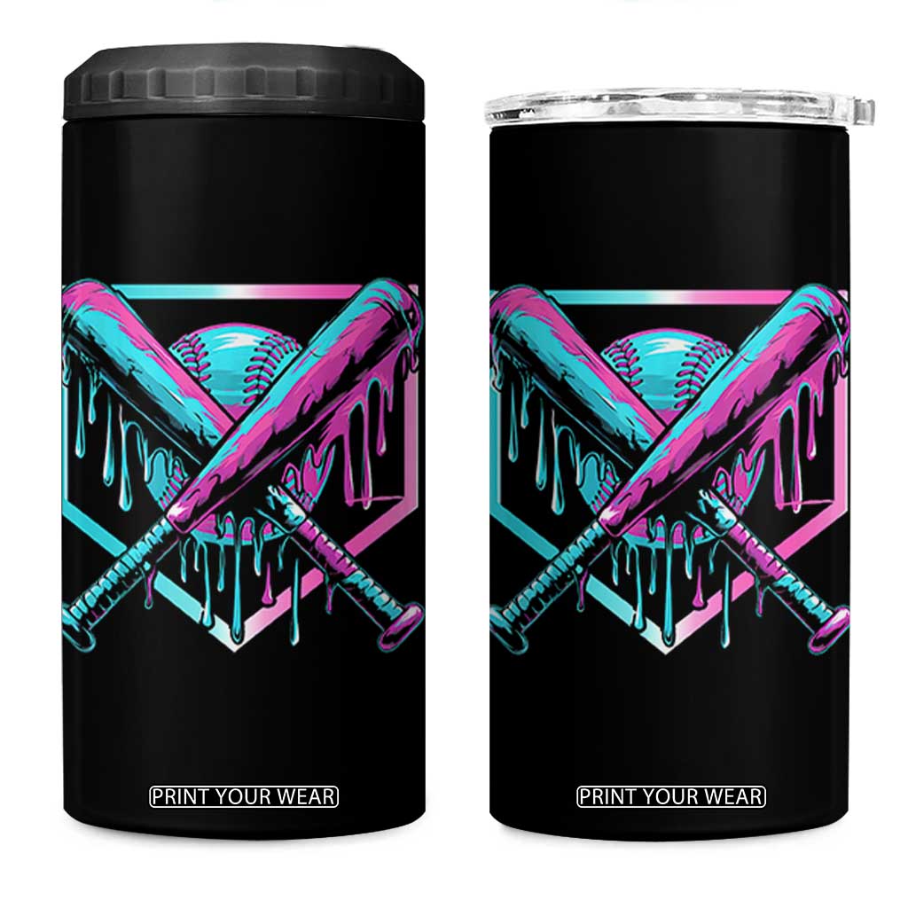 Baseball Drip Ice Cream Dripping 4 in 1 Can Cooler Tumbler TS02 One Size: 16 oz Black Print Your Wear
