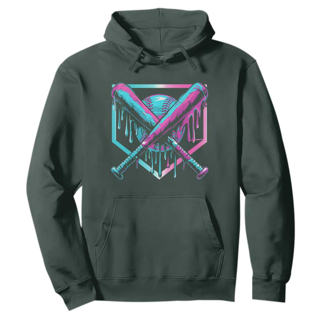Baseball Drip Ice Cream Dripping Hoodie TS02 Dark Forest Green Print Your Wear