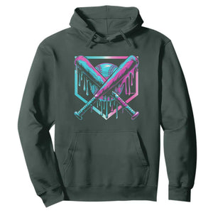 Baseball Drip Ice Cream Dripping Hoodie TS02 Dark Forest Green Print Your Wear