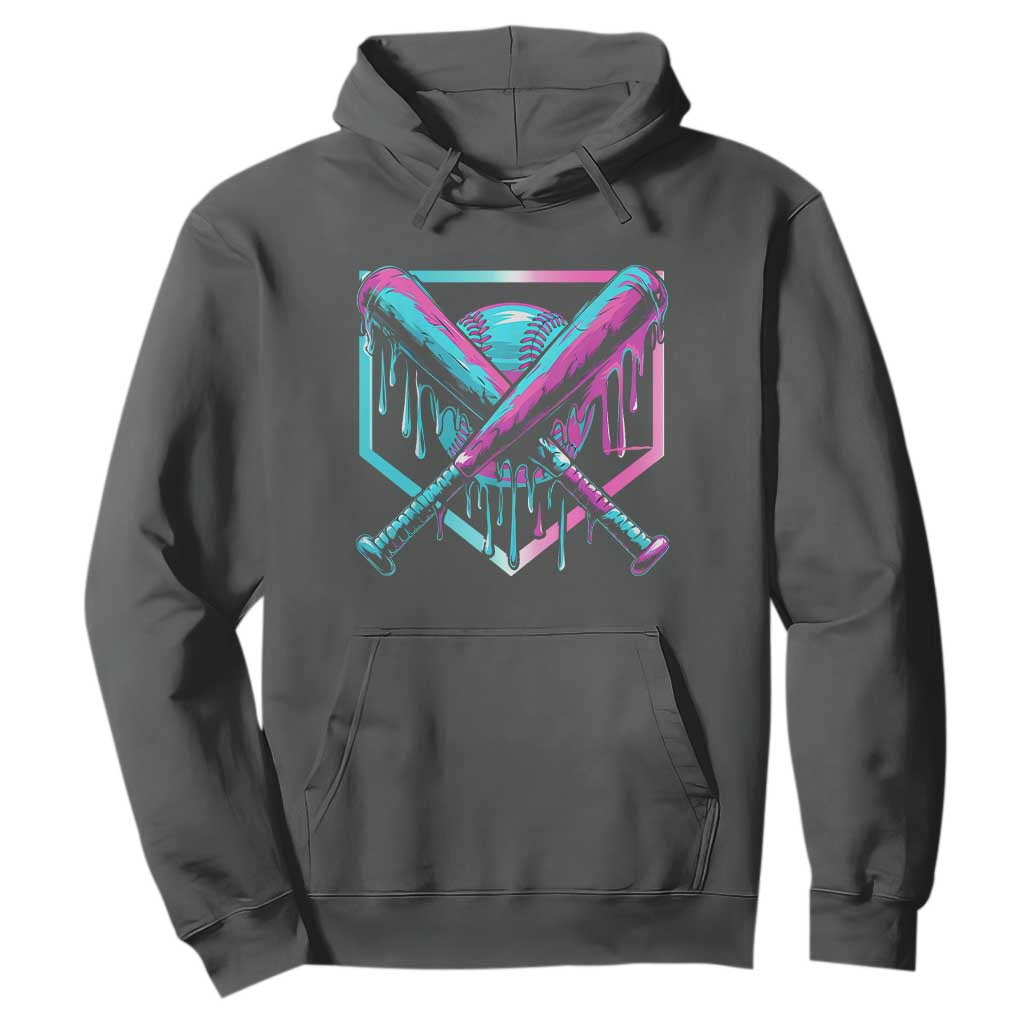 Baseball Drip Ice Cream Dripping Hoodie TS02 Dark Heather Print Your Wear