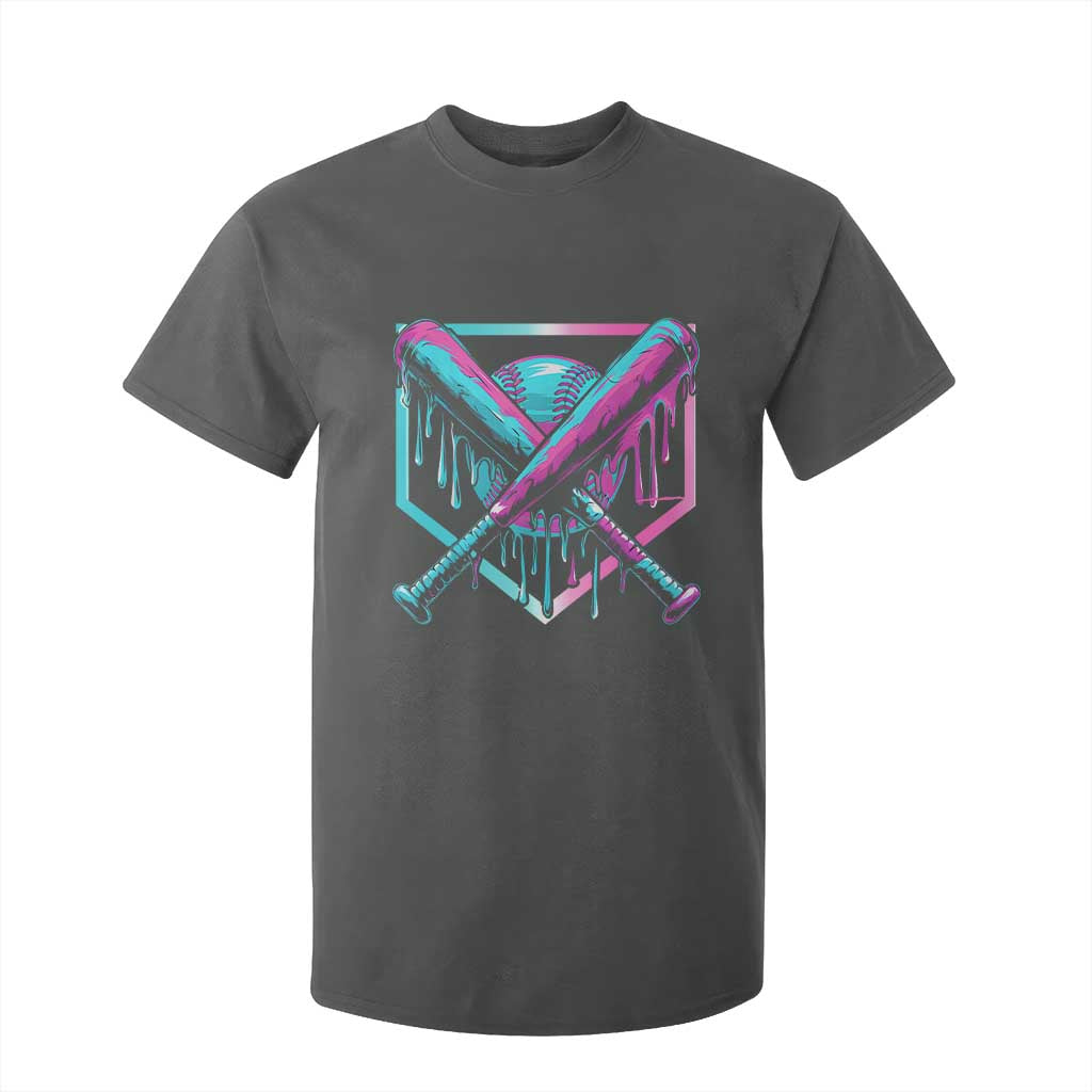 Baseball Drip Ice Cream Dripping T Shirt For Kid TS02 Dark Heather Print Your Wear