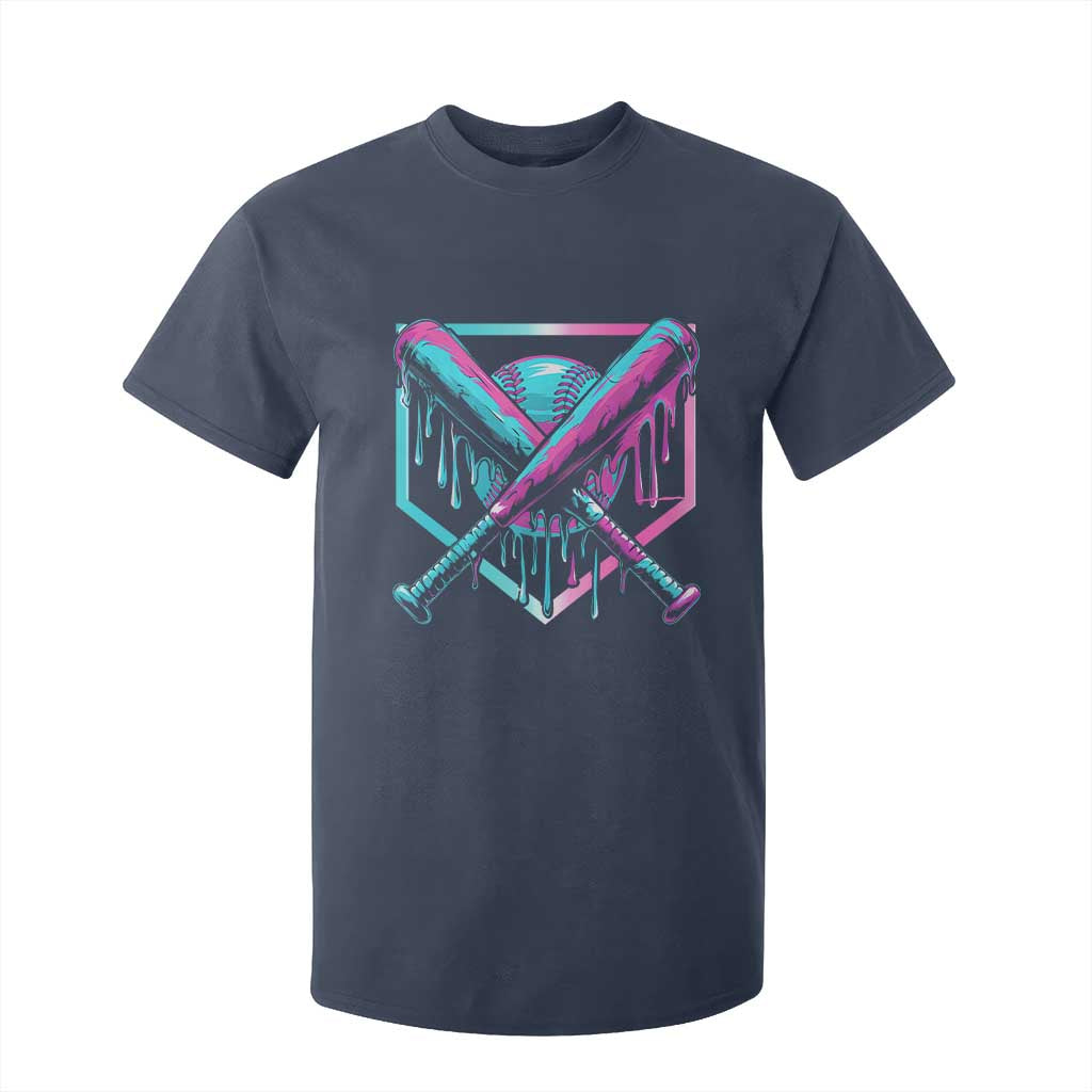 Baseball Drip Ice Cream Dripping T Shirt For Kid TS02 Navy Print Your Wear