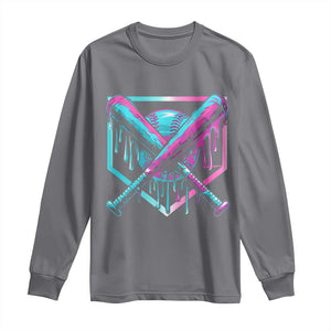 Baseball Drip Ice Cream Dripping Long Sleeve Shirt TS02 Charcoal Print Your Wear