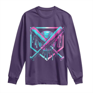 Baseball Drip Ice Cream Dripping Long Sleeve Shirt TS02 Purple Print Your Wear