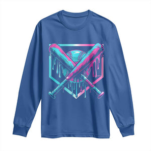 Baseball Drip Ice Cream Dripping Long Sleeve Shirt TS02 Royal Blue Print Your Wear