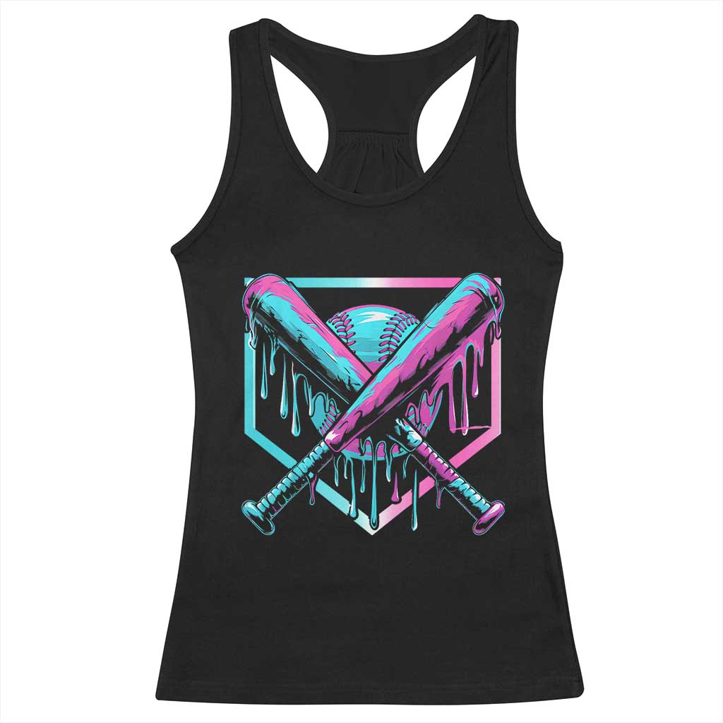 Baseball Drip Ice Cream Dripping Racerback Tank Top TS02 Black Print Your Wear