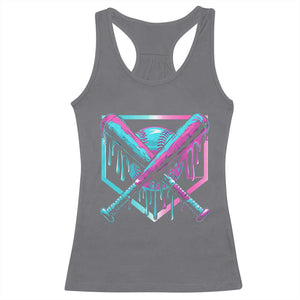 Baseball Drip Ice Cream Dripping Racerback Tank Top TS02 Charcoal Print Your Wear